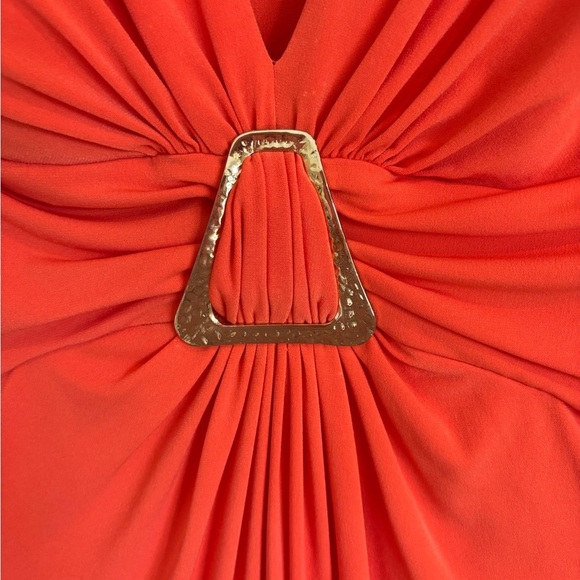 Cache Orange Midi Dress with Gold Detail Size 6 - Picture 5 of 8